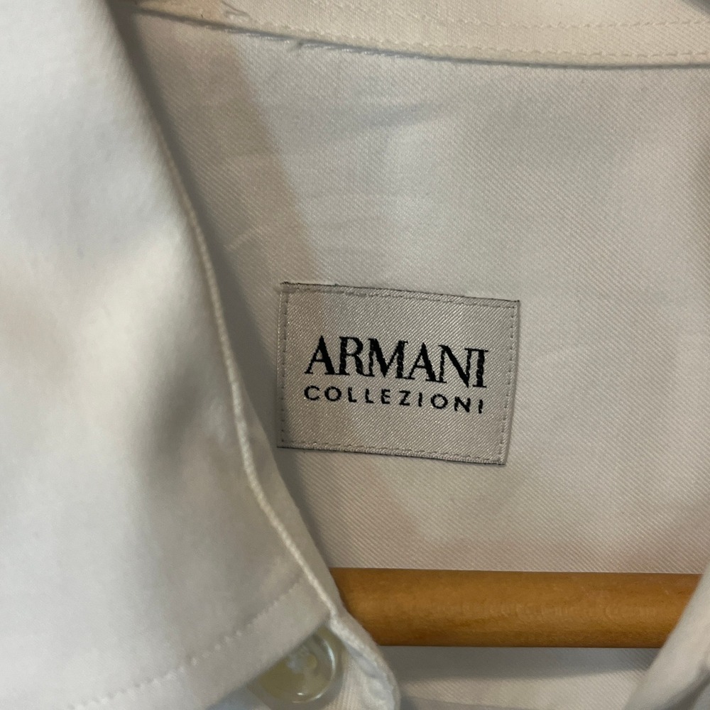 Armani Collezioni White Made in Italy Button Down Shirt Large - Picture 3 of 4